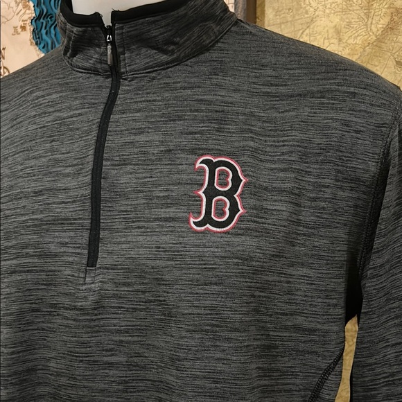 Under Armour Boston Red Socks Charcoal Quarter-Zip with Logo. Large - Picture 2 of 9
